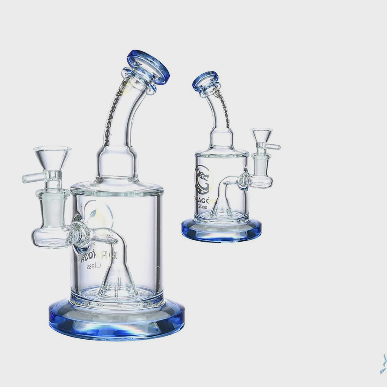Dragon Glass Water Pipe Thick Base With Slitted Pyramid Perc &amp; Bent Neck - 385 Grams - 7.5 Inches - Assorted Colors (DGE-276)