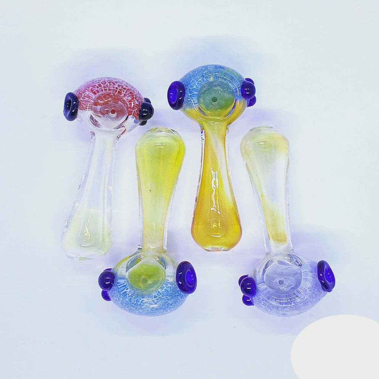 Glass Spoon With Frit Head Fume 4 Inches 84 Grams Assorted Colors  [S094]