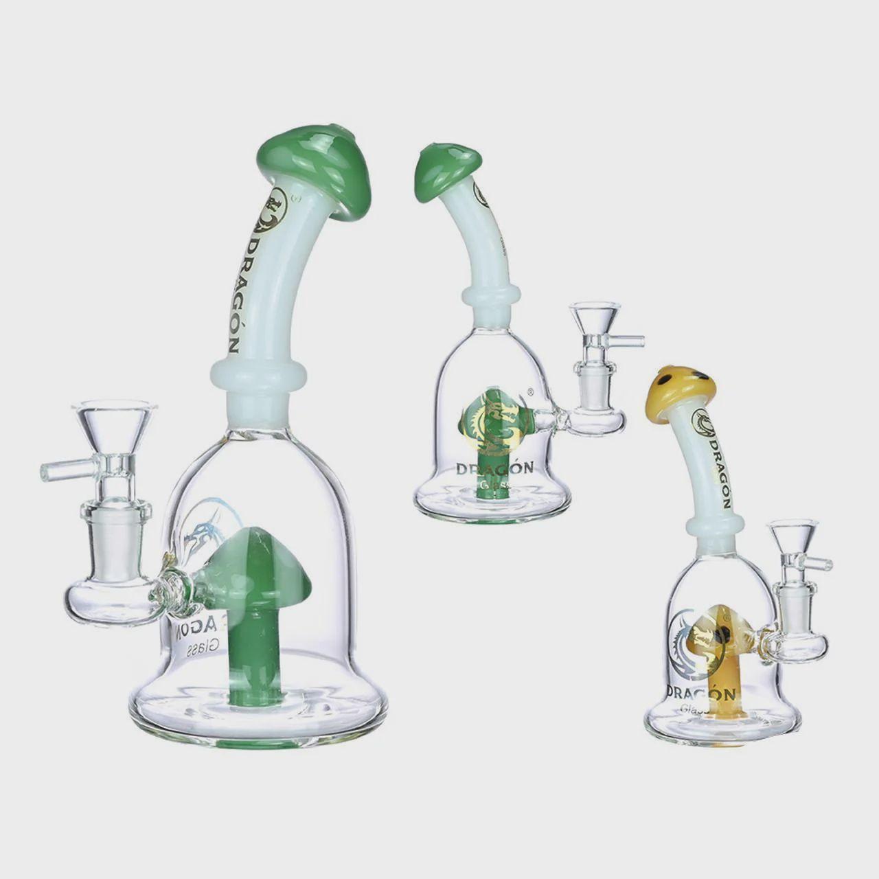 Dragon Glass Water Pipe With Mushroom Shape Perc &amp; Slightly Bent Mushroom Neck 206 Grams 7 Inches [DGE-242]