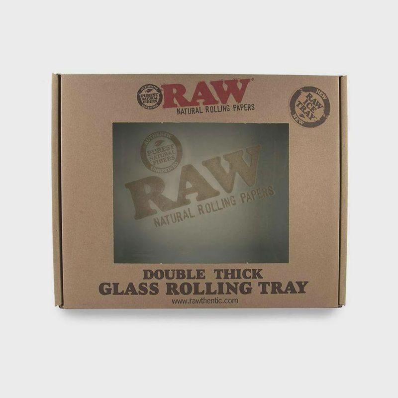 RAW Double Thick Glass Rolling Tray - Frosted - Large