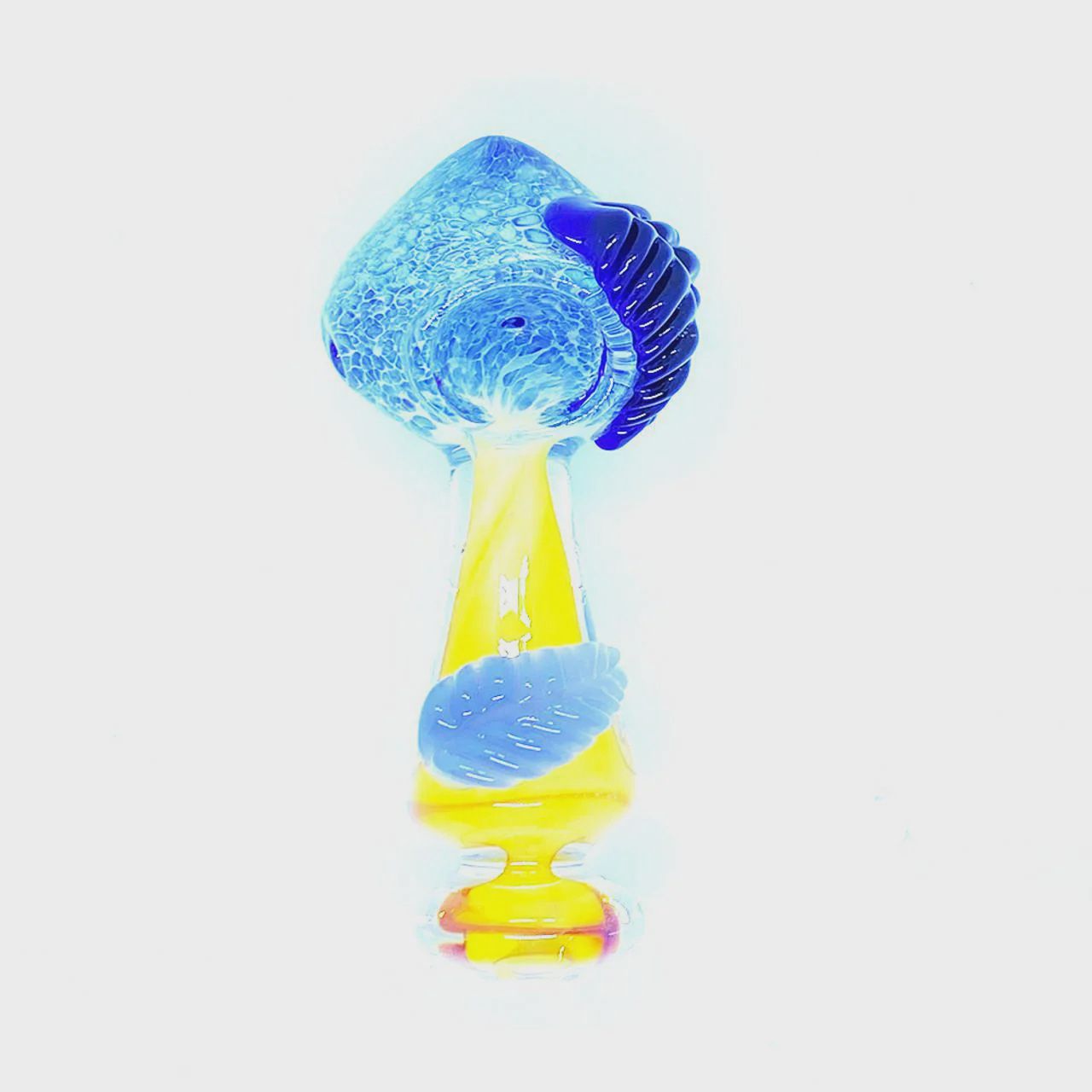 Glass Spoon With Frit Head Leaf Head Belly - 152 Grams - 6 Inches - Assorted Colors [S098]