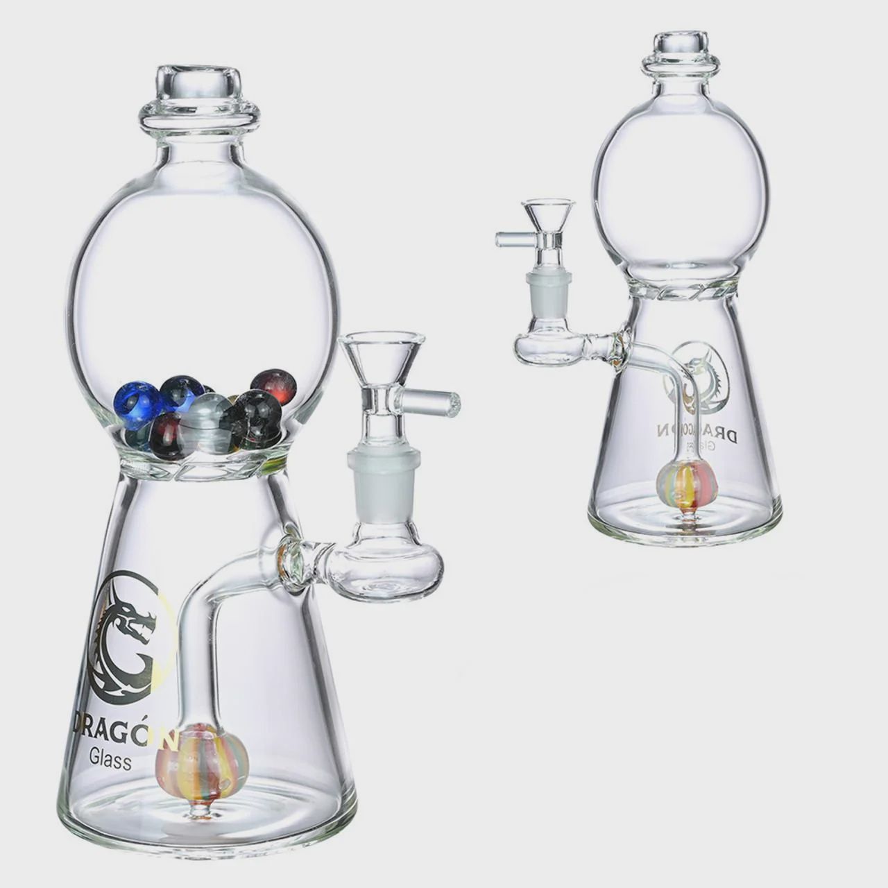 Dragon Glass Water Pipe With Rainbow Globe + Globe Shape Top &amp; Straight Neck - 385 Grams - 8 Inches [DGE-259]