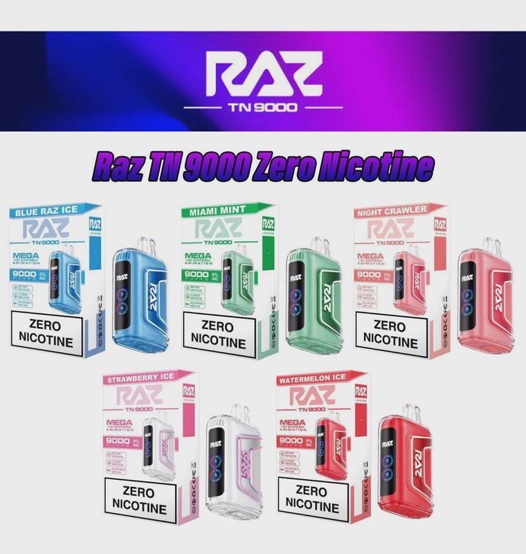 0% Nicotine RAZ TN9000 9000 Puff Disposable Vape ZERO Nicotine