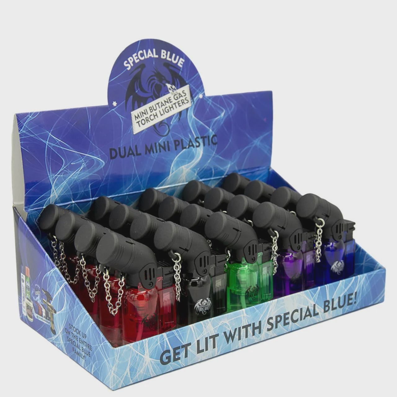 Special Blue Dual Mini Butane Gas Torch Lighters - Assorted Colors  [LT116-126]