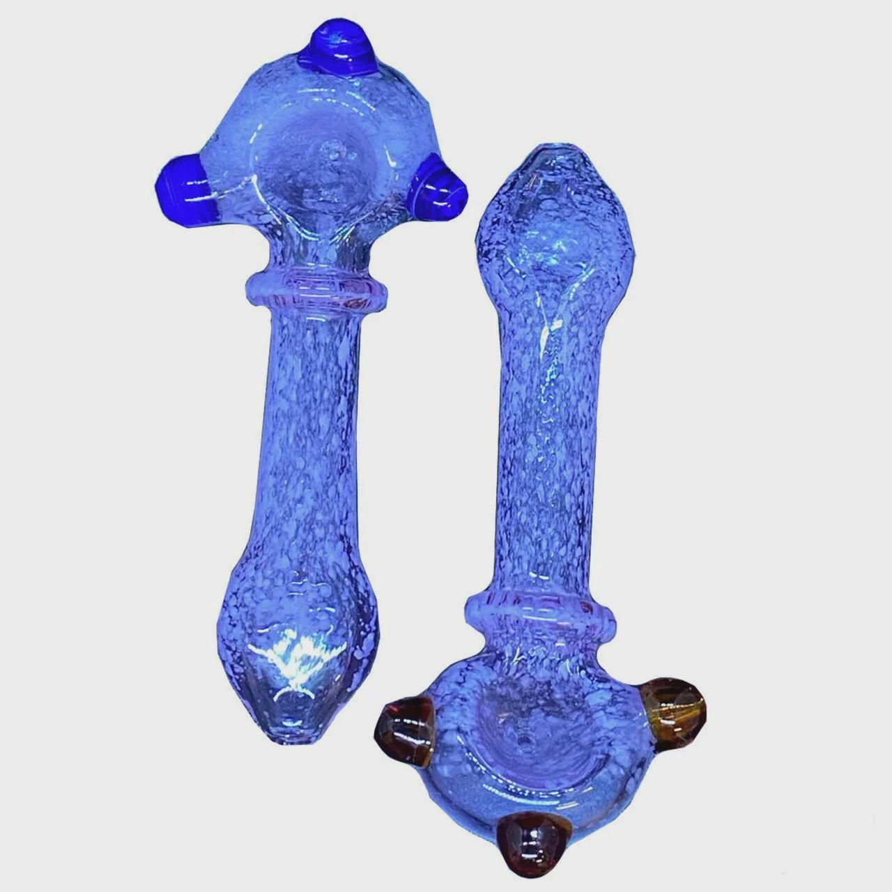 Glass Spoon With Purple Rim Marbles - 5.60 Inches - 77 Grams - Assorted Colors