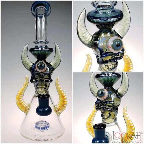 T&#39;attoo USA Glass Water Pipe One Eyed Monster Design With Disc Perc - 11.5 Inches - 815 Grams