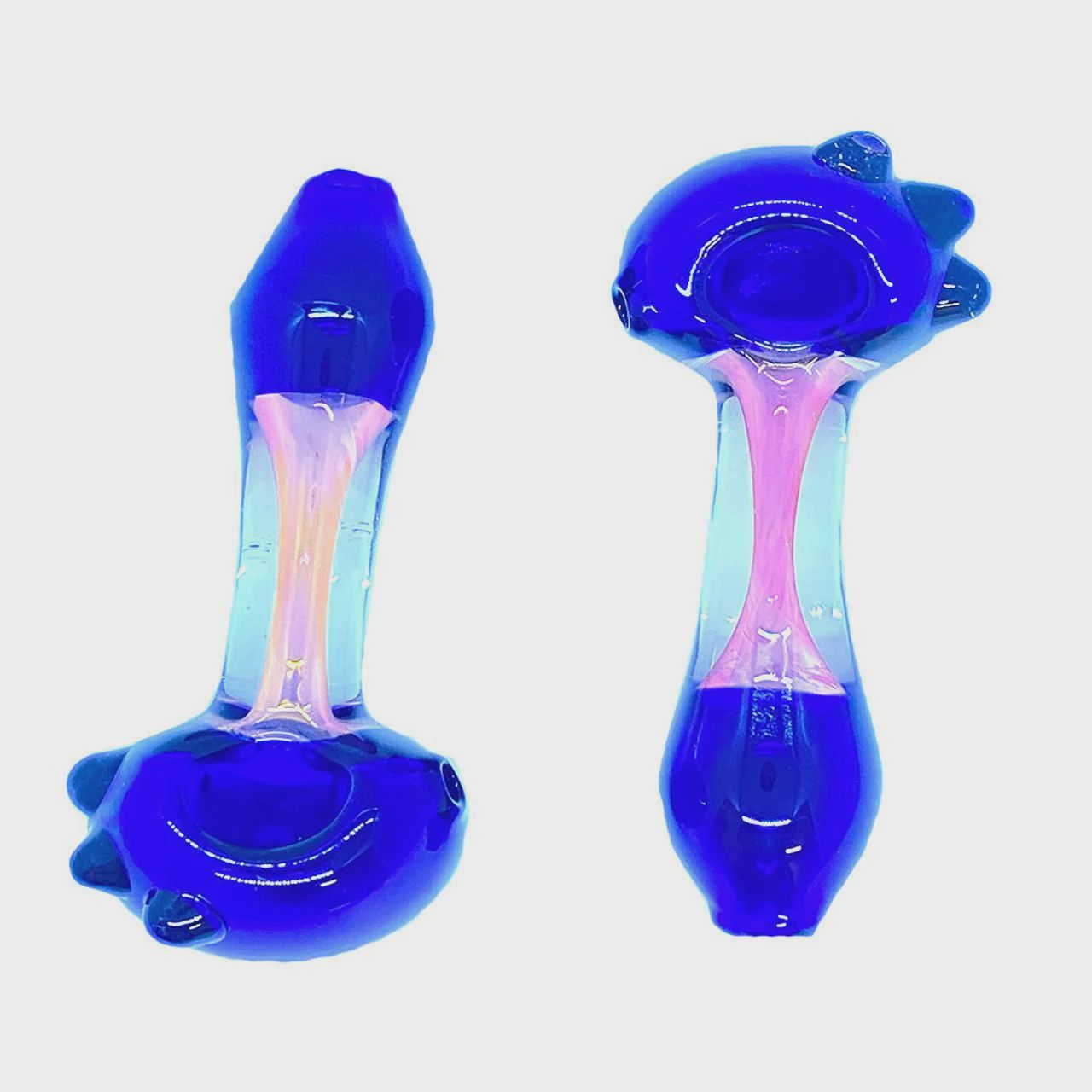 Glass Spoon With Premium Blue &amp; Silver Fume - 5 Inches - 204 Grams - Assorted Colors [SR36]