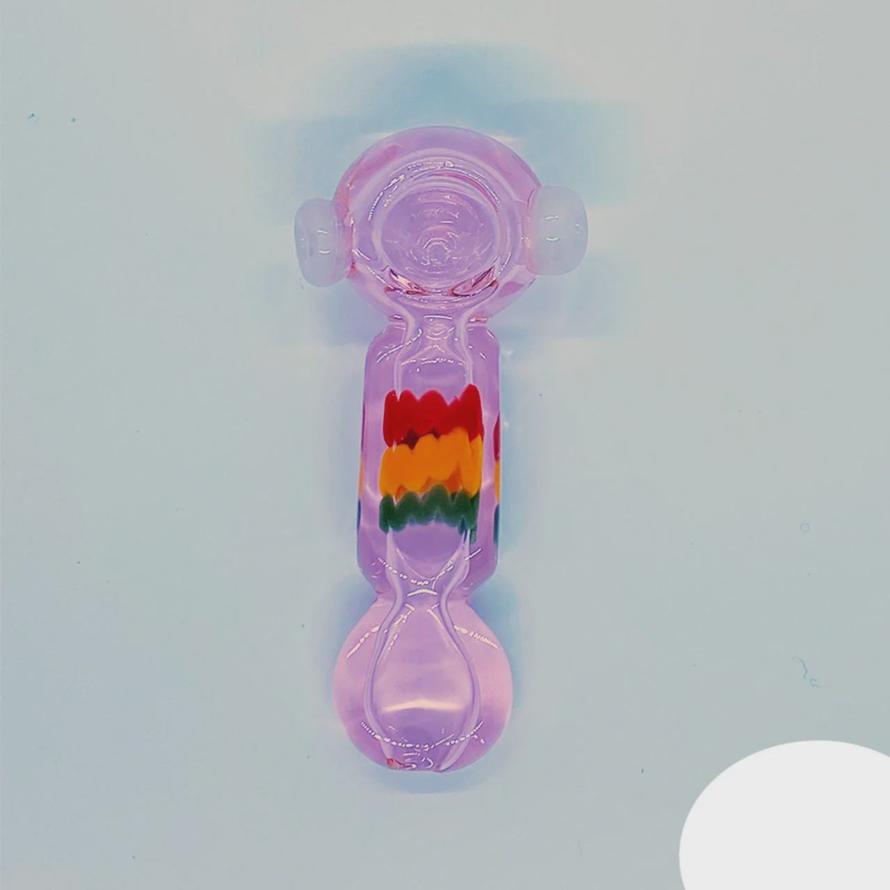 Glass Spoon With Pink Tube Flat Rasta - 115 Grams - 5 Inches - Assorted Colors [S024]