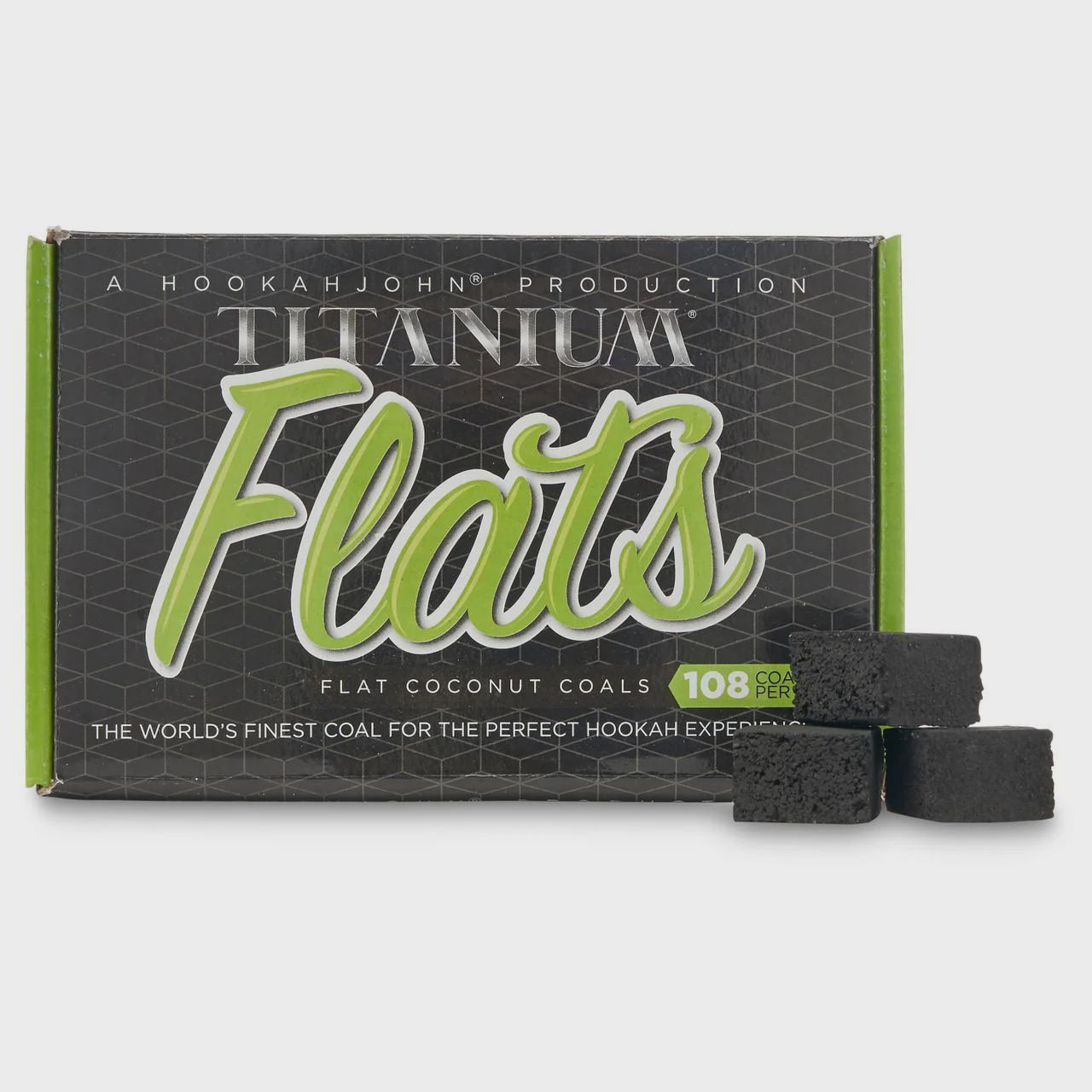 Hookah John Titanium Coconut Coals - 1KG Box - 108 Flat Pieces