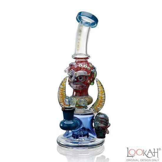 T&#39;attoo USA Glass Water Pipe Worm Head Monster Design - 10.5 Inches - 590 Grams