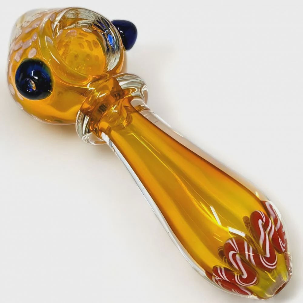 Gold Fumed Ribbon Hand Pipe | YT33 | 4&quot;