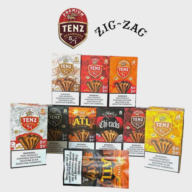 Zig Zag Tenz Natural Leaf Cigars 5 Wrap x 2 Cigar Total 10 Wraps