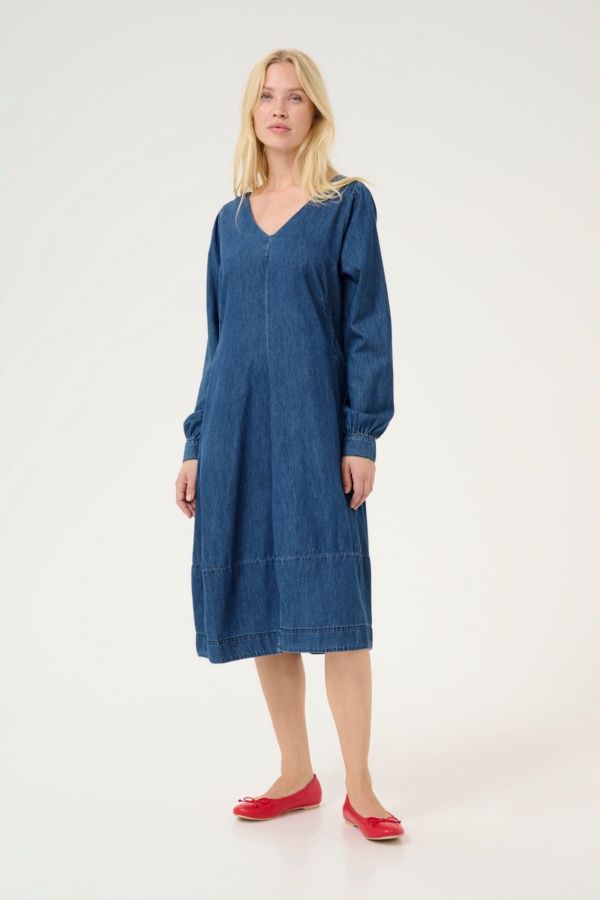 Livie Arpa V-neck Dress in Dark Blue Wash