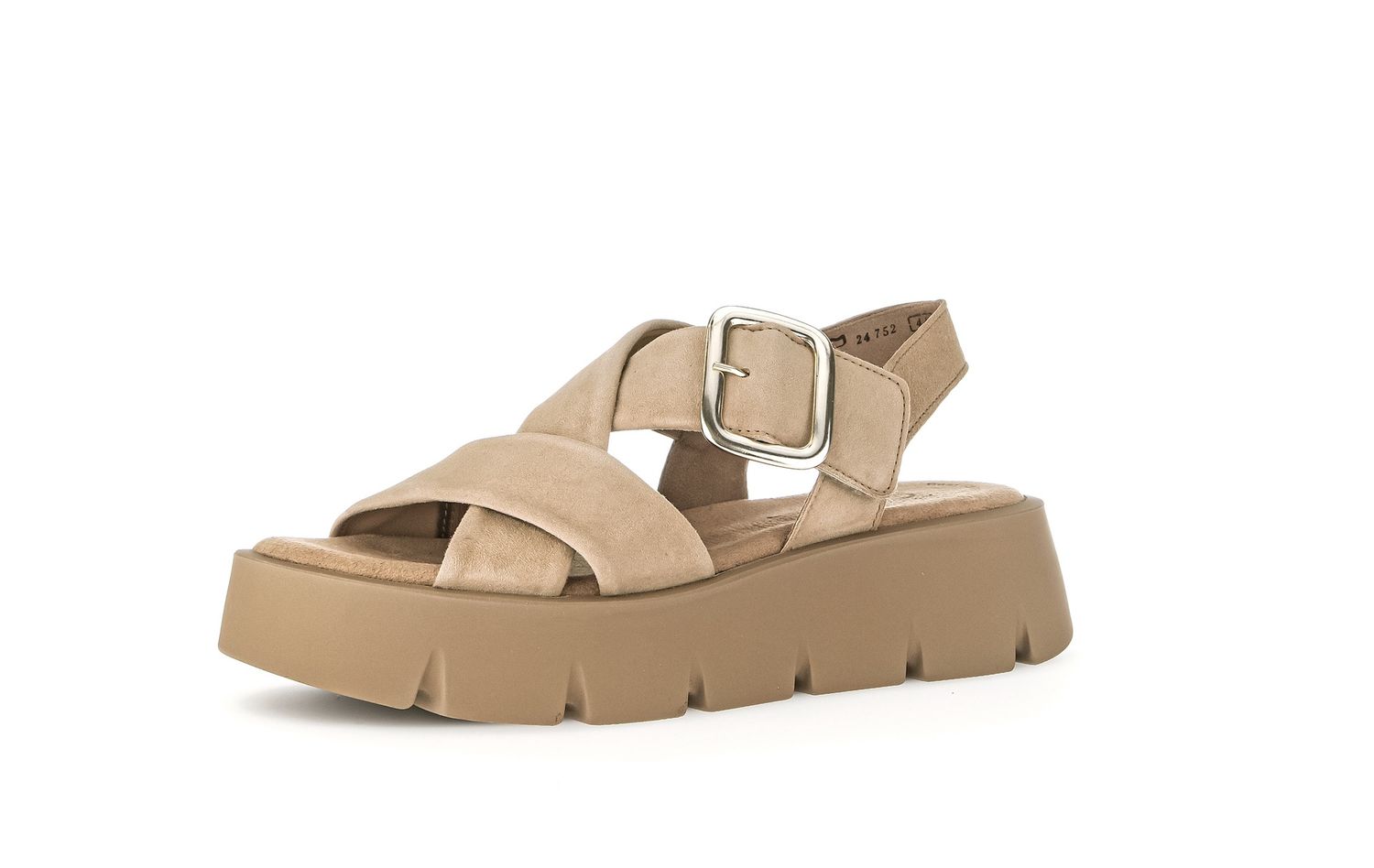 Wedge Sandals with Cross Strap in Brown