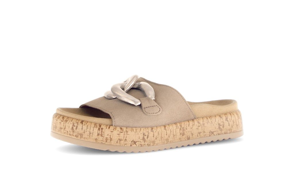 Flat Sole Sandals with Strap Chain Detail in Brown