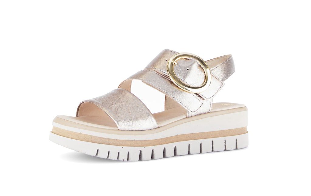 Flat Sole Sandals with Circle Buckle in Silver