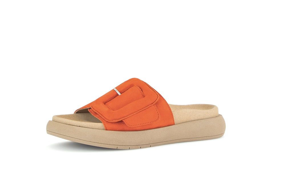 Flat Sole Sandals with Buckle Strap in Orange