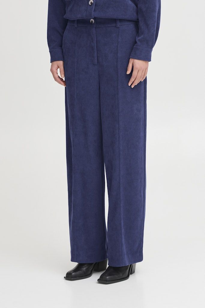 Kate Corduroy Wide Trousers in Medieval Blue