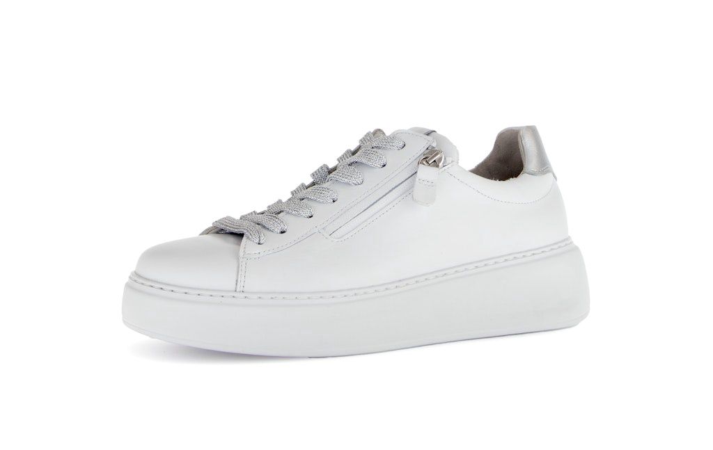 Wedge Sneakers with Side Zipper in White
