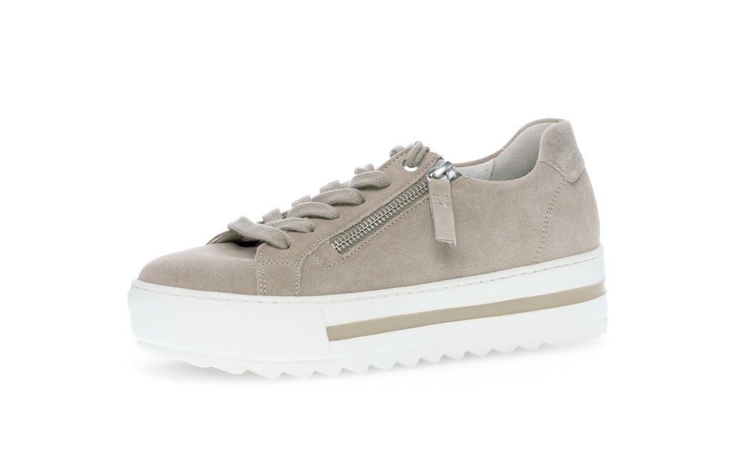 Wedge Sneakers with Side Zipper in Brown