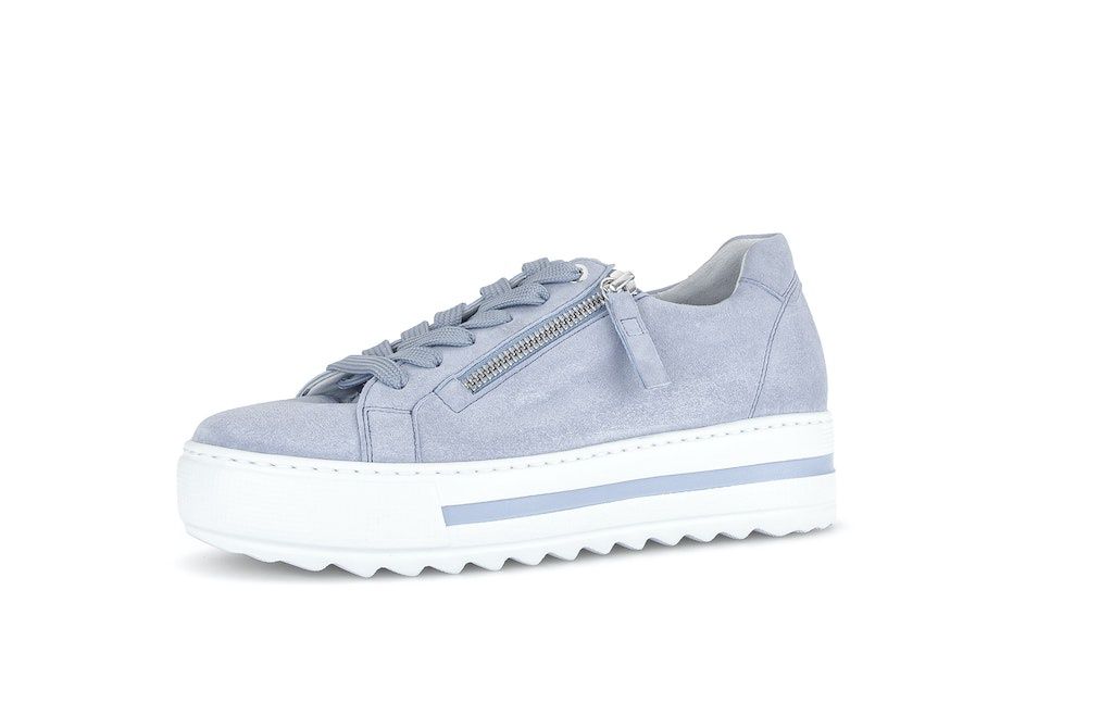 Suede Sneakers with Side Zipper in Blue