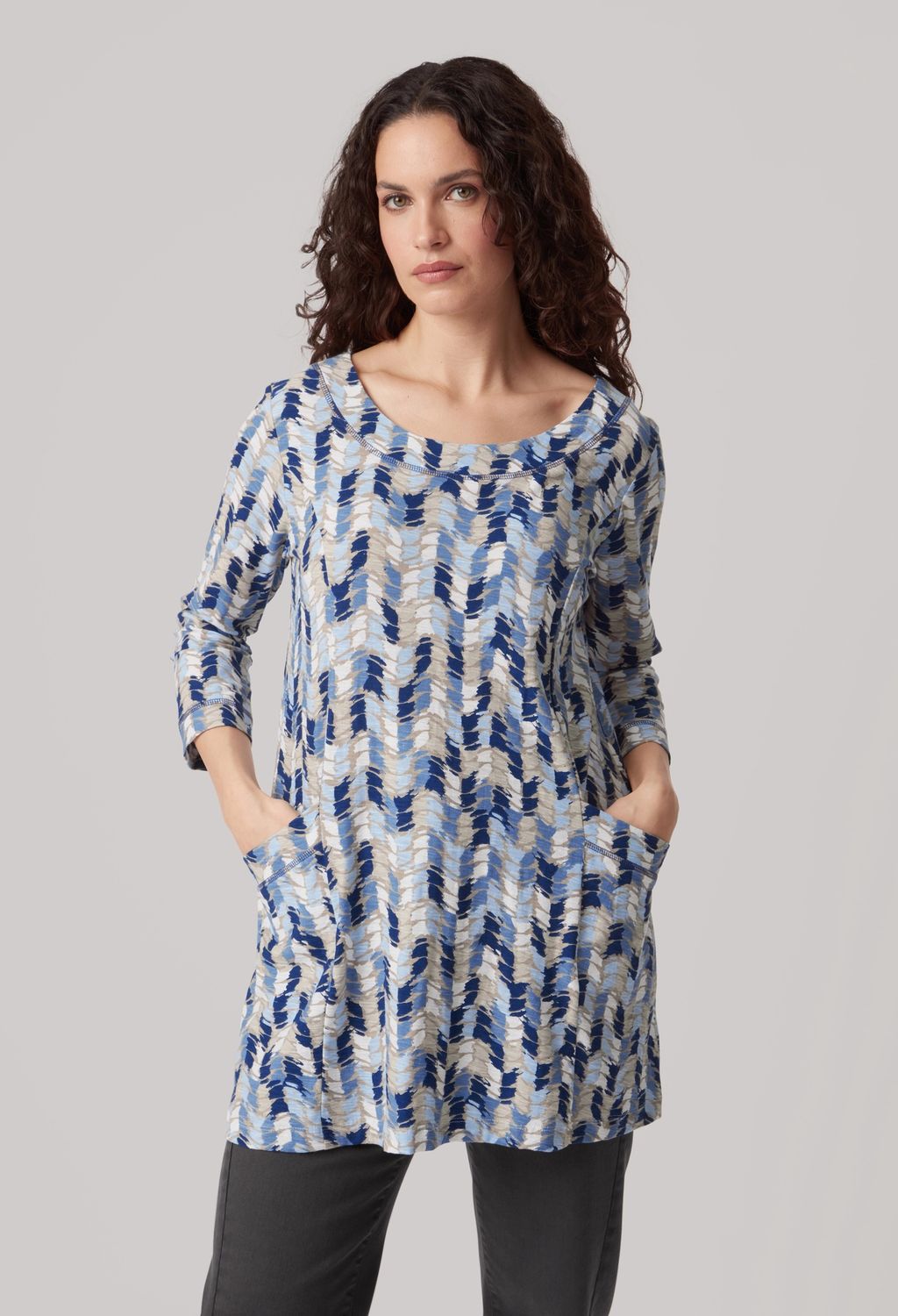 Pier Tunic Chevrons Print in Blue Mix