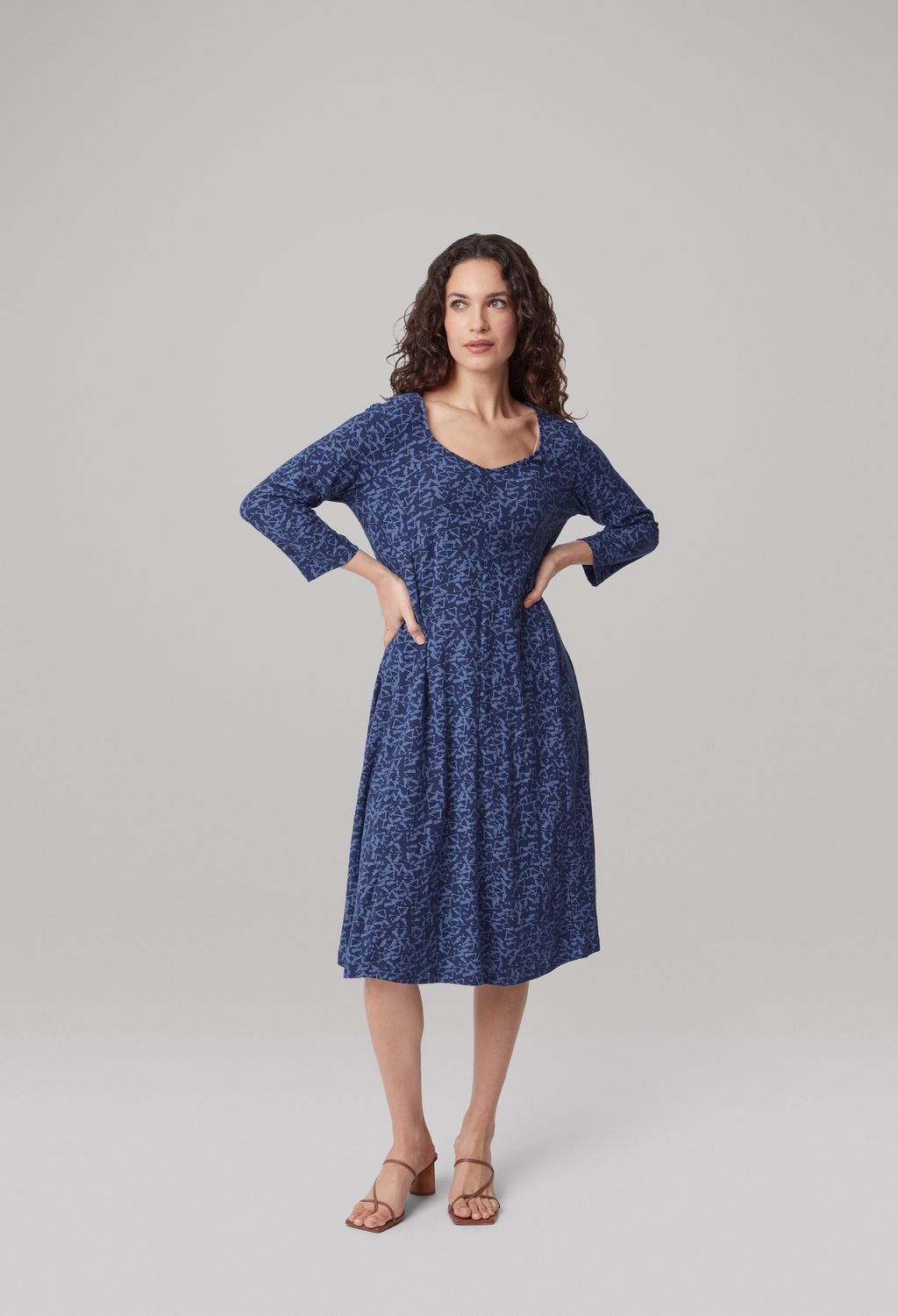Maura Dress Triangles Print in Blue Mix
