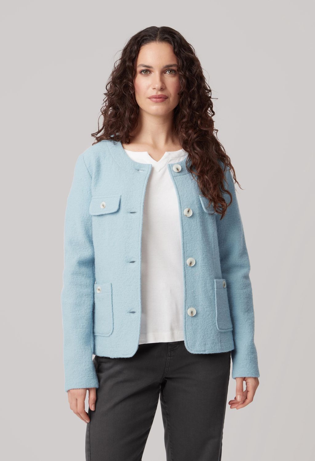 Delta Jacket Boiled Wool in Aqua