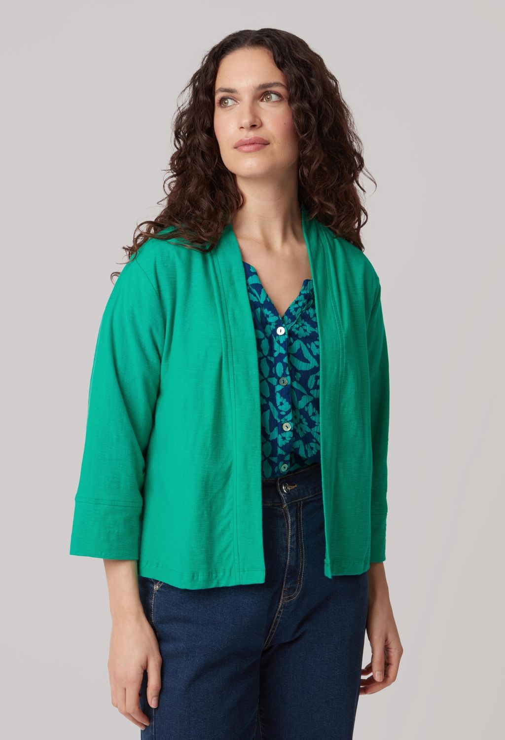 Sula Jacket Solid Slub in Peacock