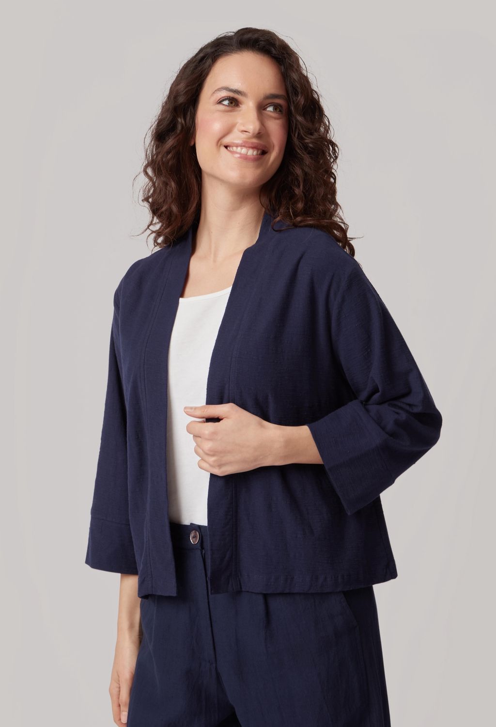 Sula Jacket Solid Slub in Navy