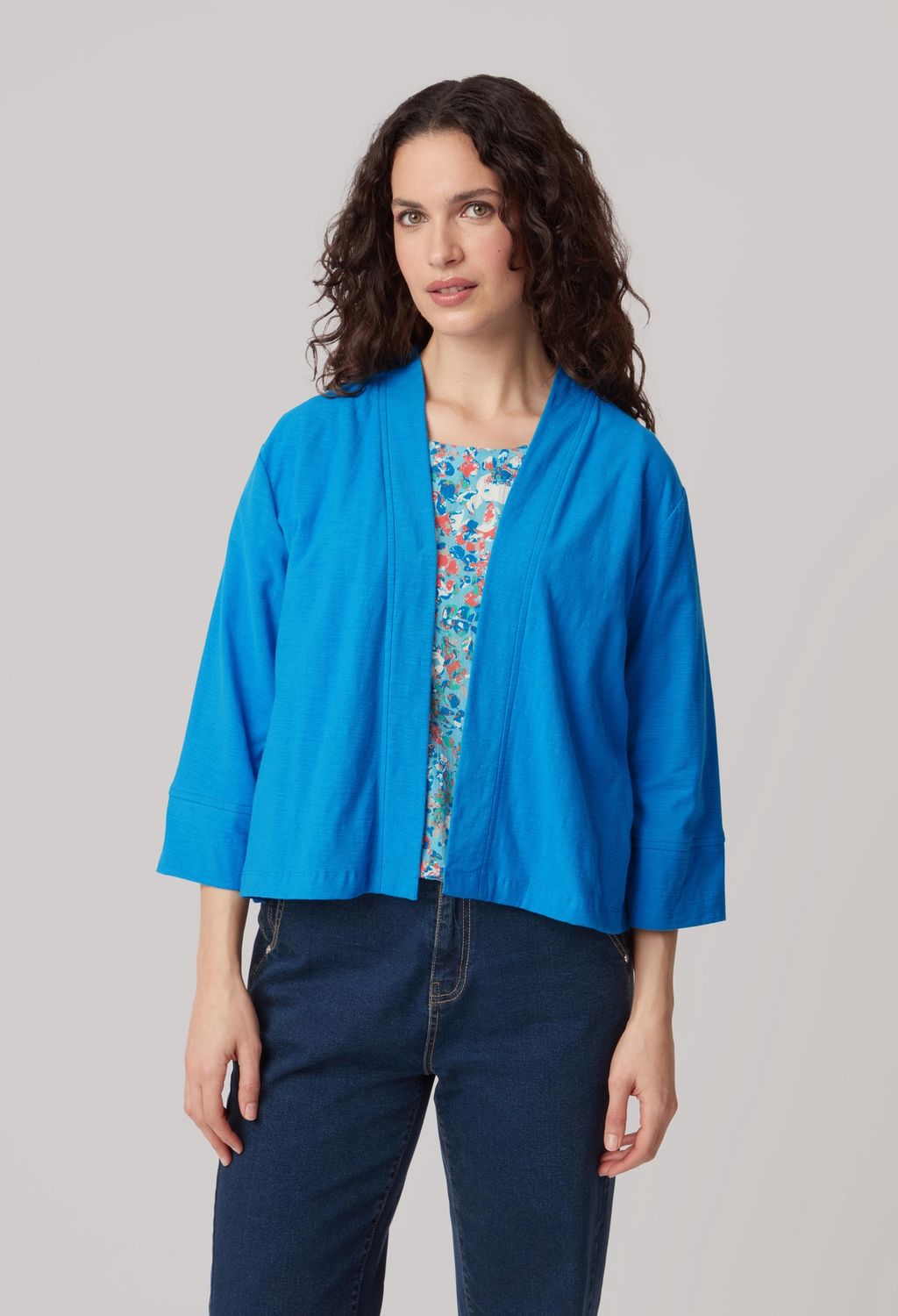 Sula Jacket Solid Slub in Bright Blue