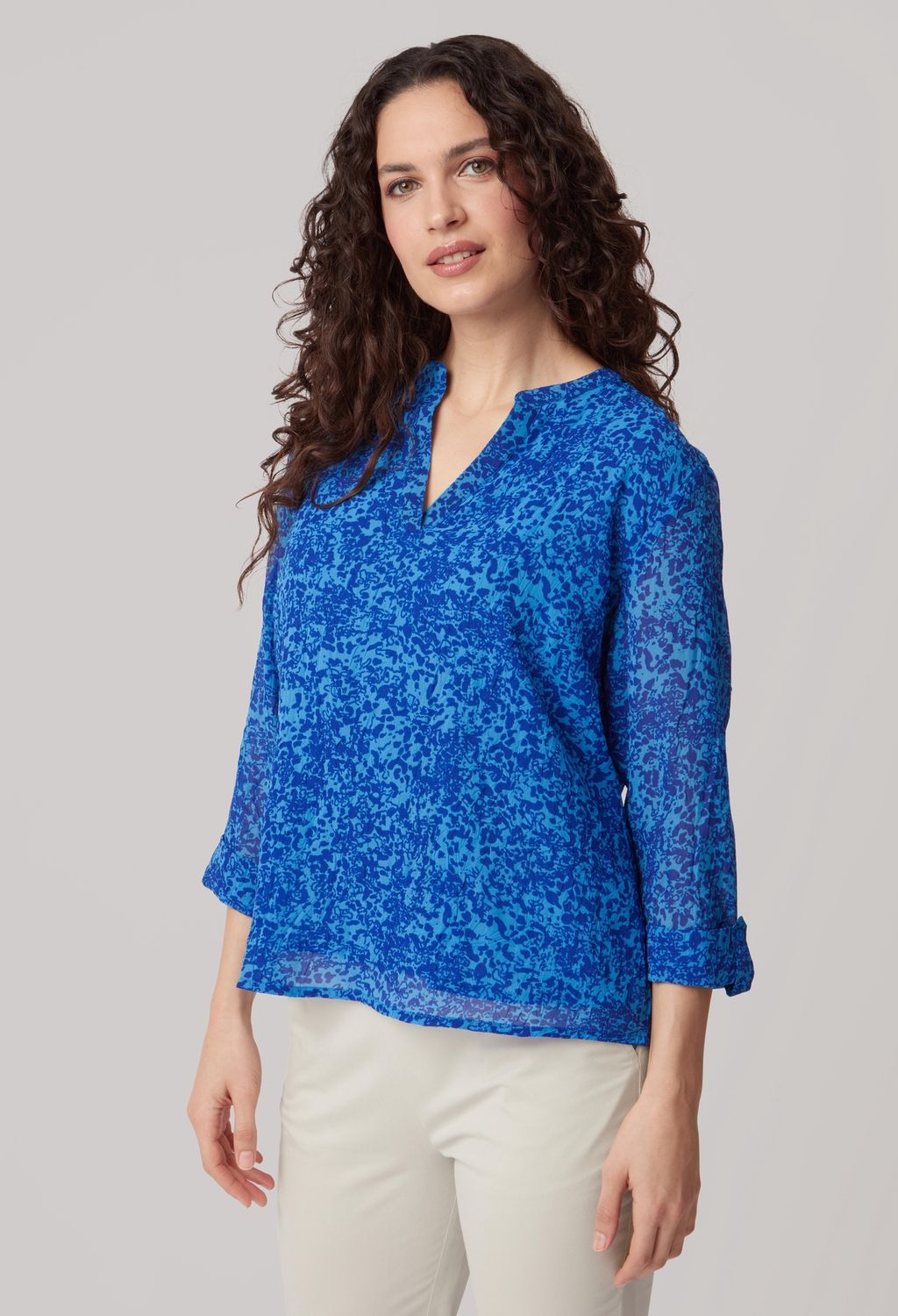 Jodie Top Abstract Animal in Blue Mix