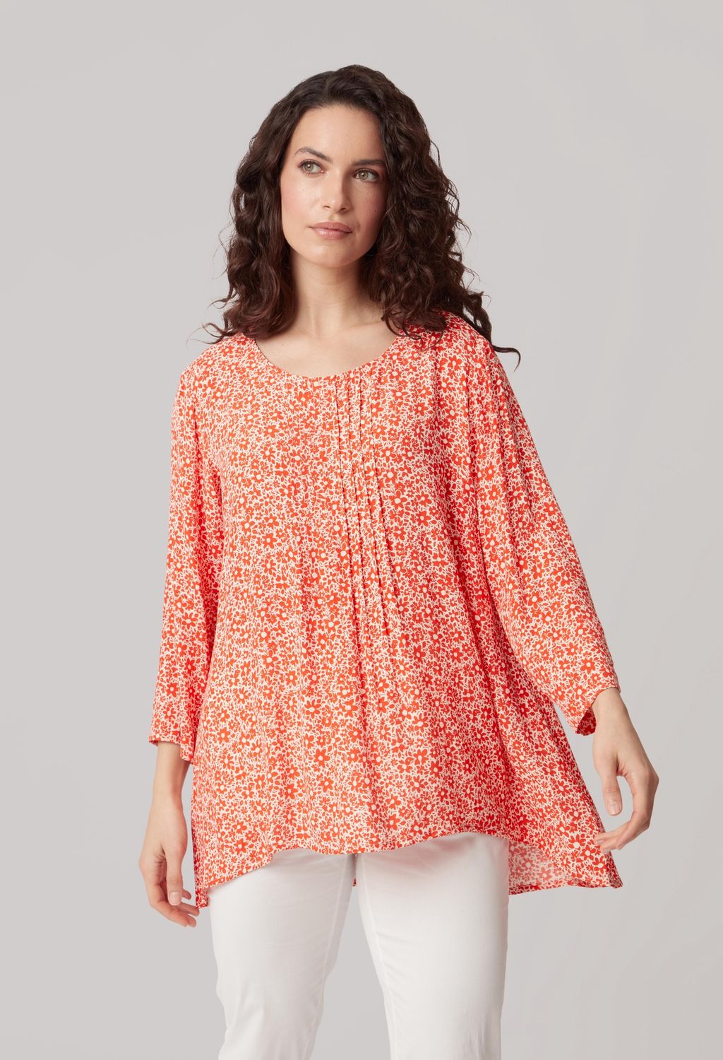Chloe Tunic Mono Floral in Coral