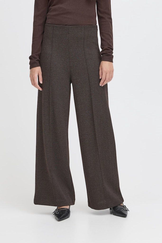 Kate Jacquard Trousers in Black Brown Herringbone
