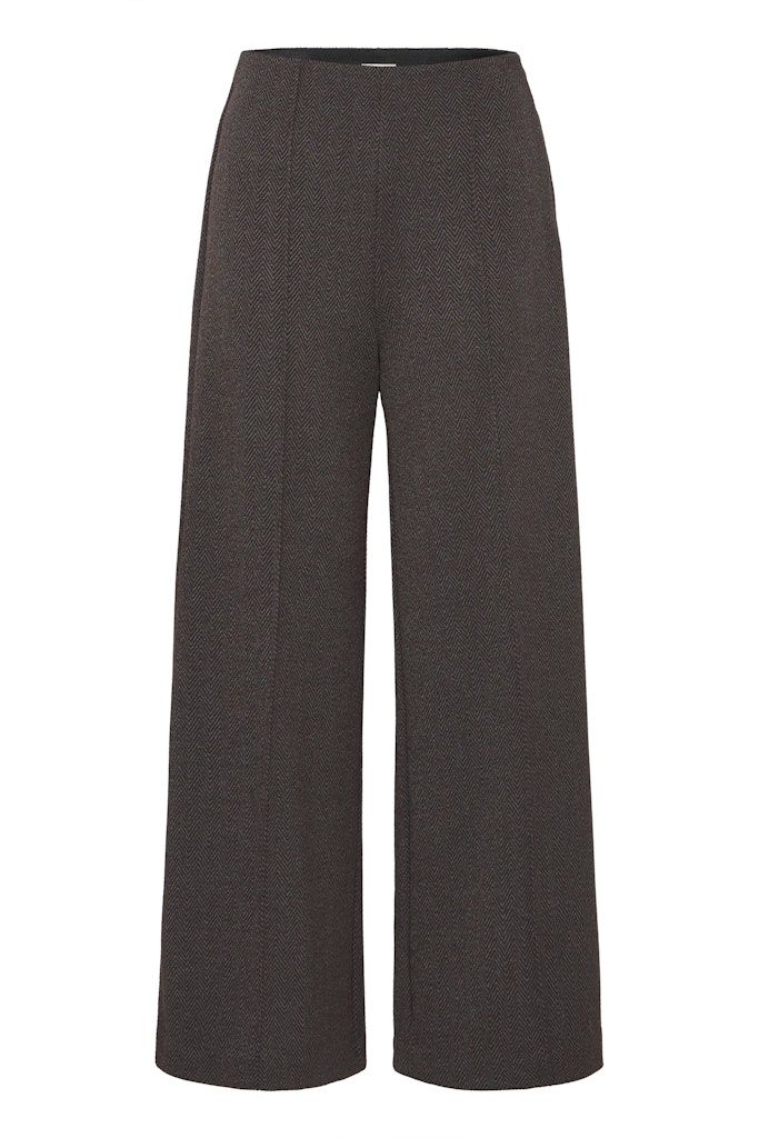 Kate Jacquard Trousers in Black Brown Herringbone