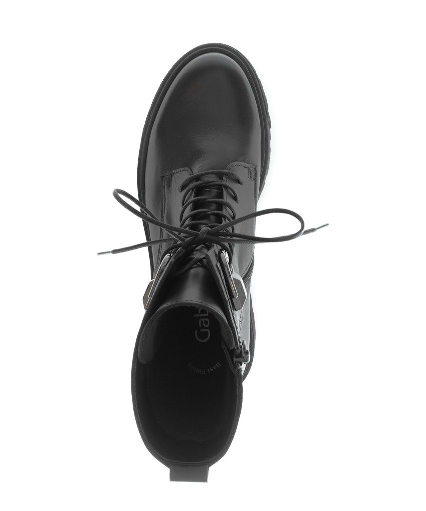 Lace-Up Leather Boots in Black