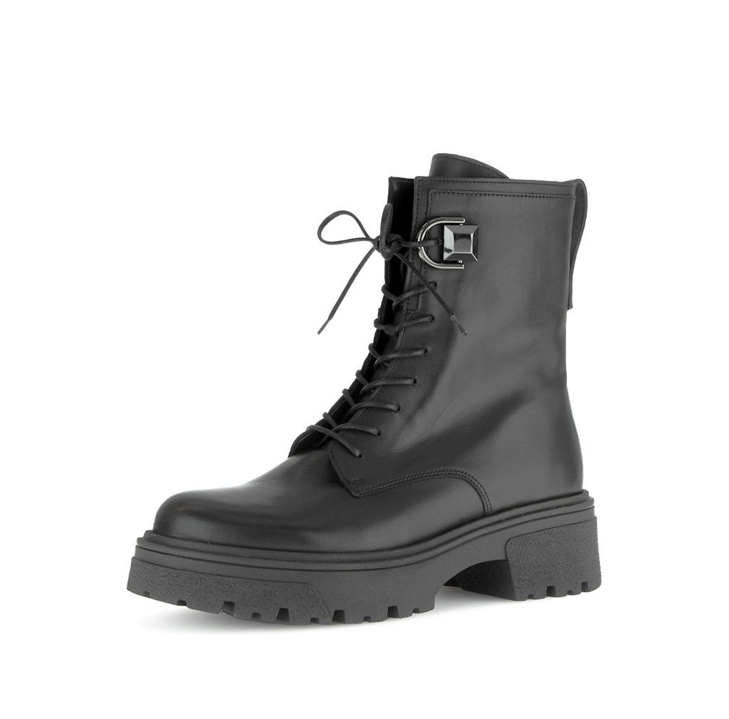 Lace-Up Leather Boots in Black