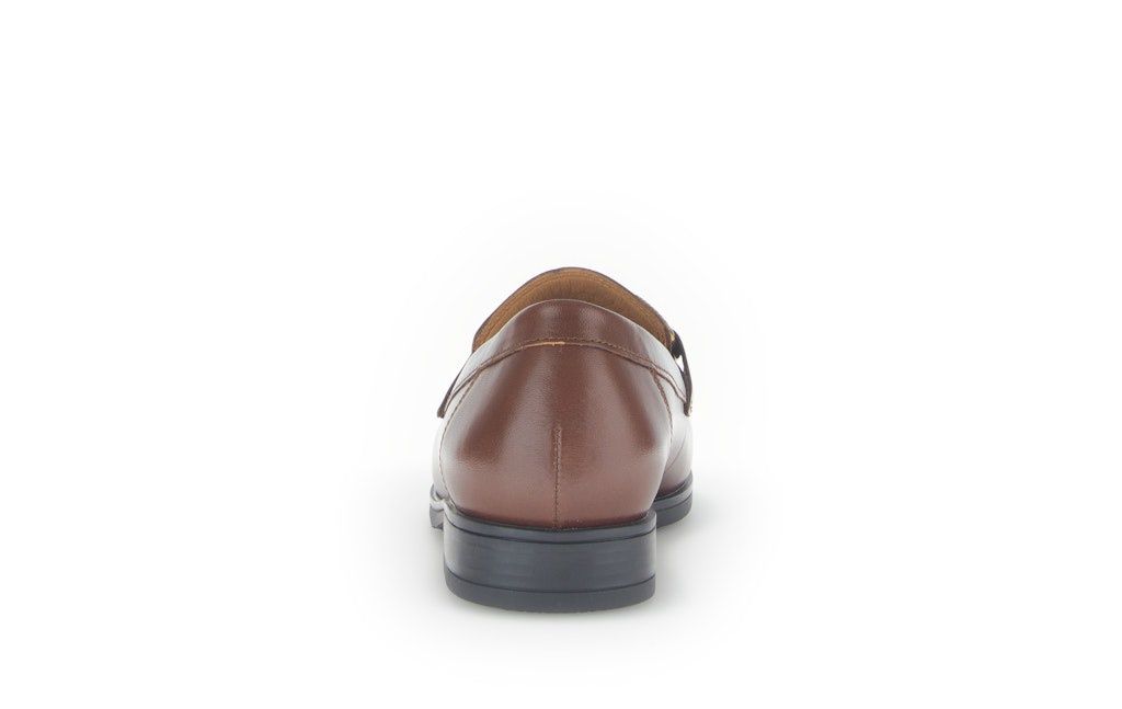 Block Heel Leather Loafer in Brown