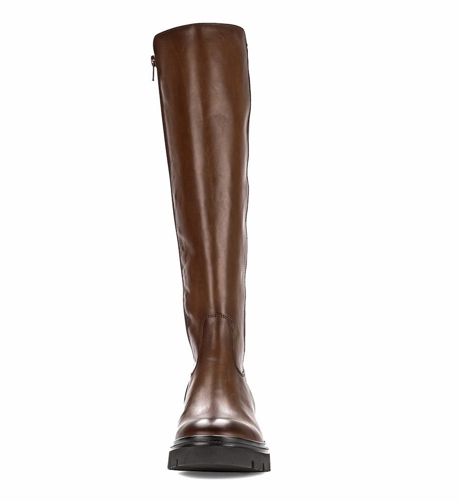 Sporty Boots with Back Zipper in Brown
