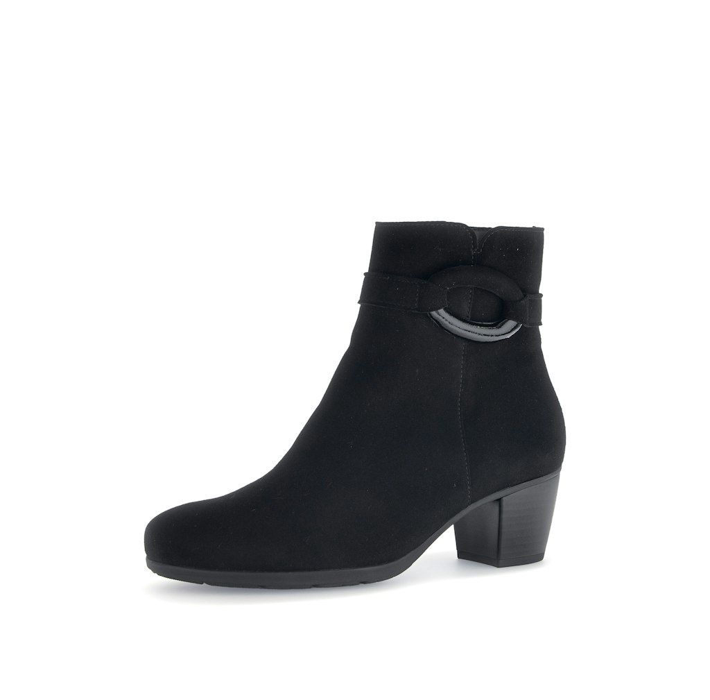 Leather Ankle Boots with Strap Detail in Black