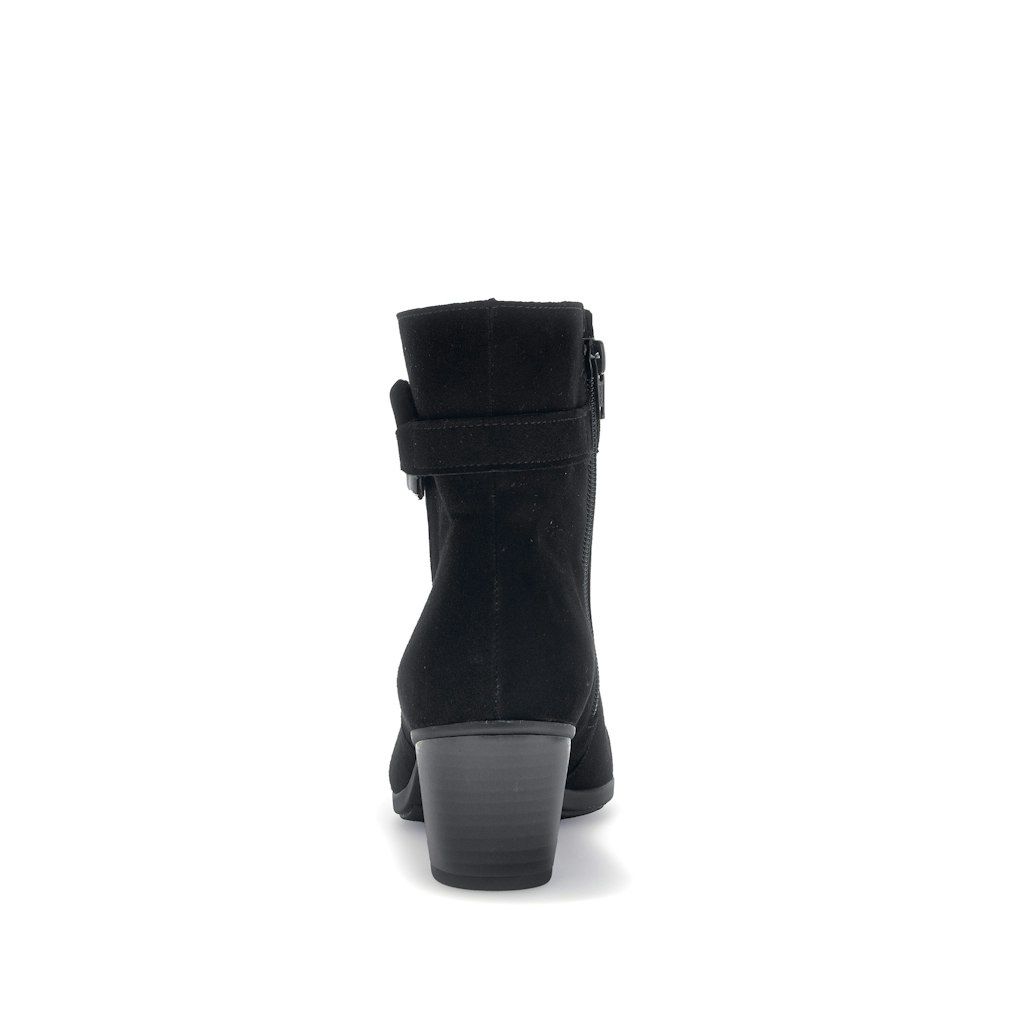 Leather Ankle Boots with Strap Detail in Black