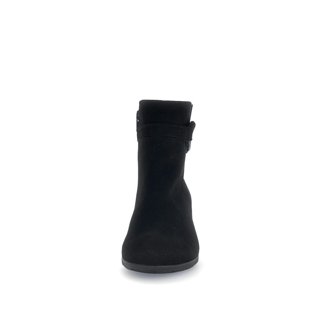 Leather Ankle Boots with Strap Detail in Black