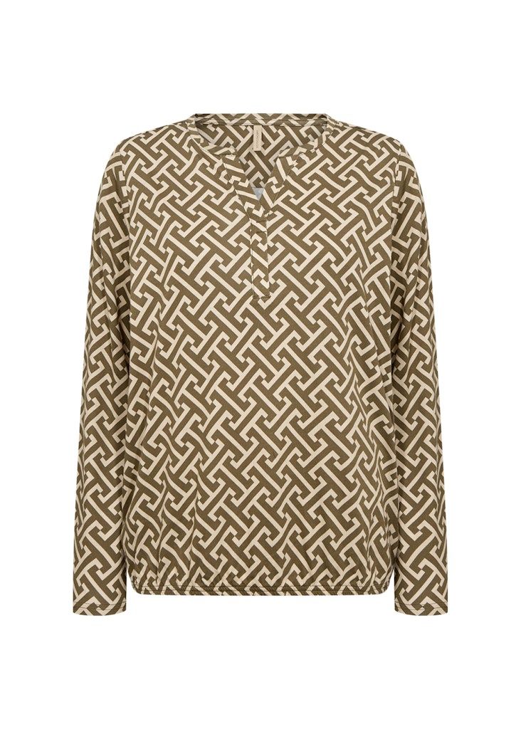 Felicity Blouse in Dark Olive Combi