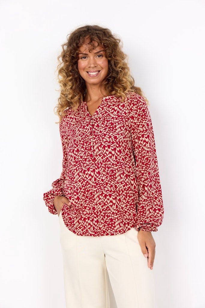 Van Blouse in Red Combi