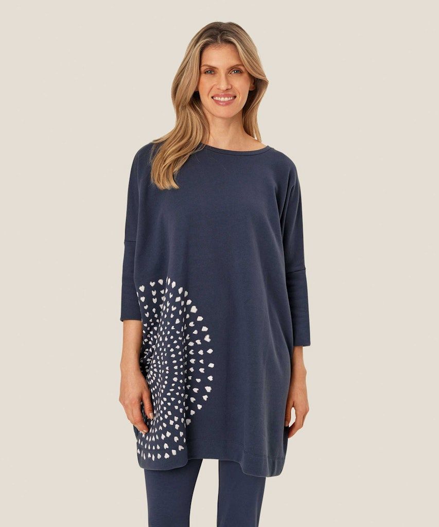 Gabini 3/4 sleeve Tunic in Mood Indigo