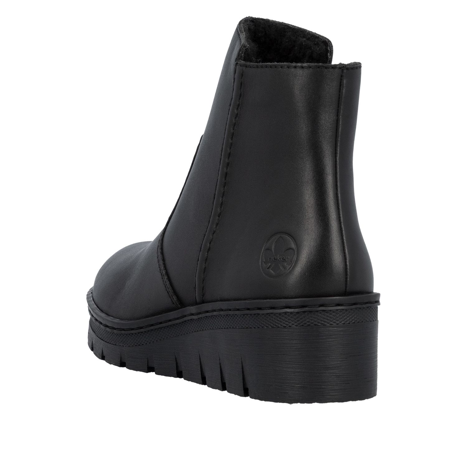 Wedge Heel Boots with Zipper in Black