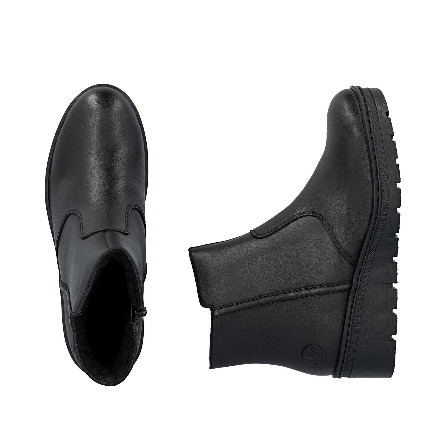 Wedge Heel Boots with Zipper in Black