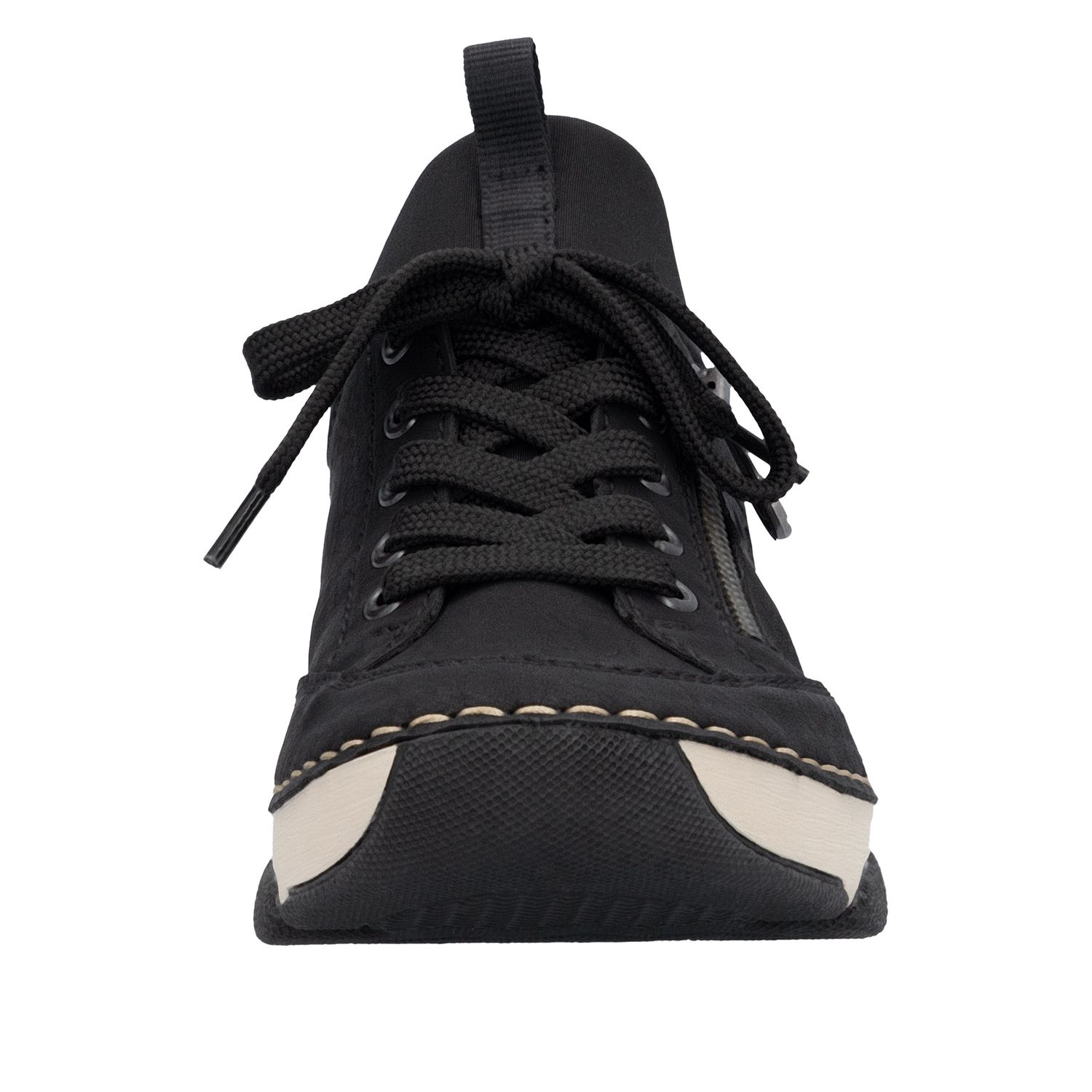 Leather Sneakers with Zipper in Black