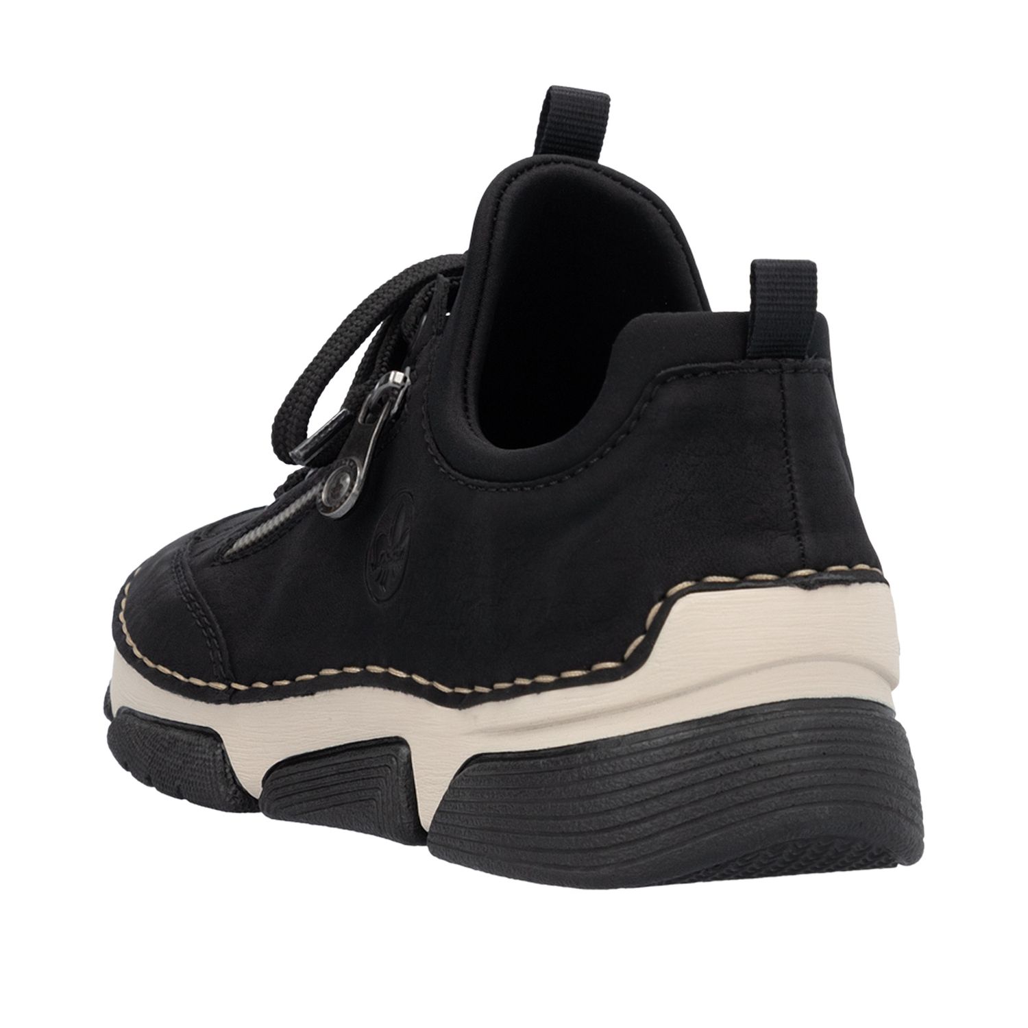 Leather Sneakers with Zipper in Black