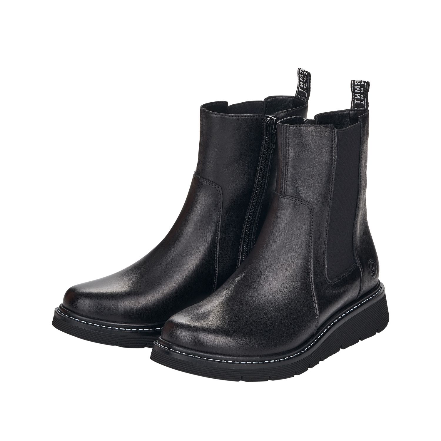 Leather Ankle Boots with Side Zipper in Black